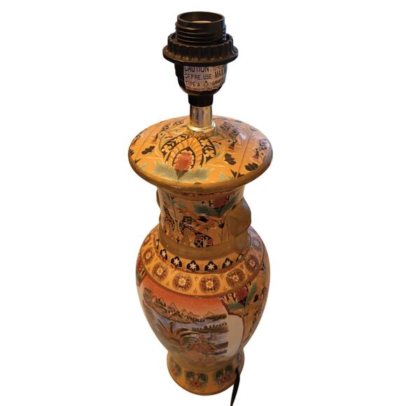 Vintage Antique Chinese Porcelain Mandarin Vase Table Lamp Hand Painted 17.5" - Picture 5 of 16